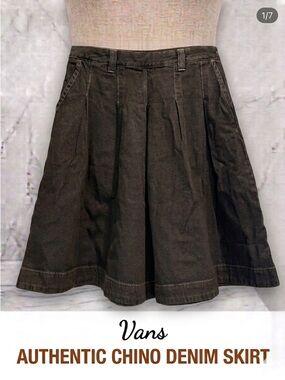 Vans Authentic Chino Dark Denim Skirt | Pleated A-Line Skater Style Size 30 NWT